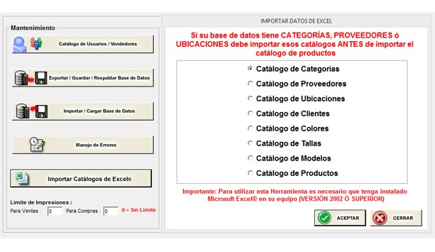 Carga Masiva de Informacin en Catlogos a partir de un Archivo Excel.